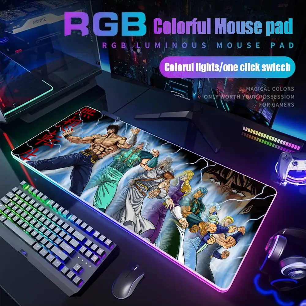 

Hokuto No Ken Kenshiro Mouse Pad Gamer Rgb Desk Mat Back Light Led Mousepad Setup Gaming Deskmat Big Mousepad Backlight