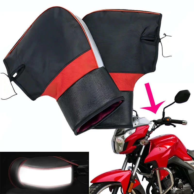 Motorcycle Handlebar Muffs Winter Windproof Gloves Battery Heated Hand Warmers Windshield Reflective Safety