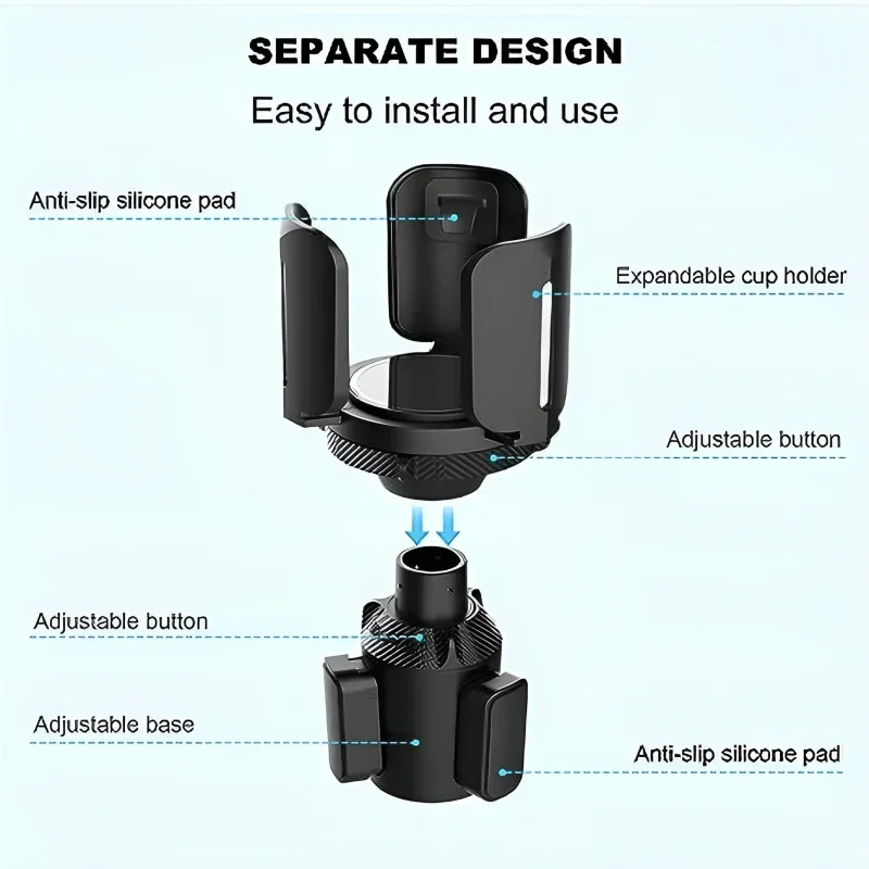 64oz großer Getränkehalter-Expander für das Auto, erweiterbarer Getränkehalter-Adapter mit verstellbarer Basis – Detail 7