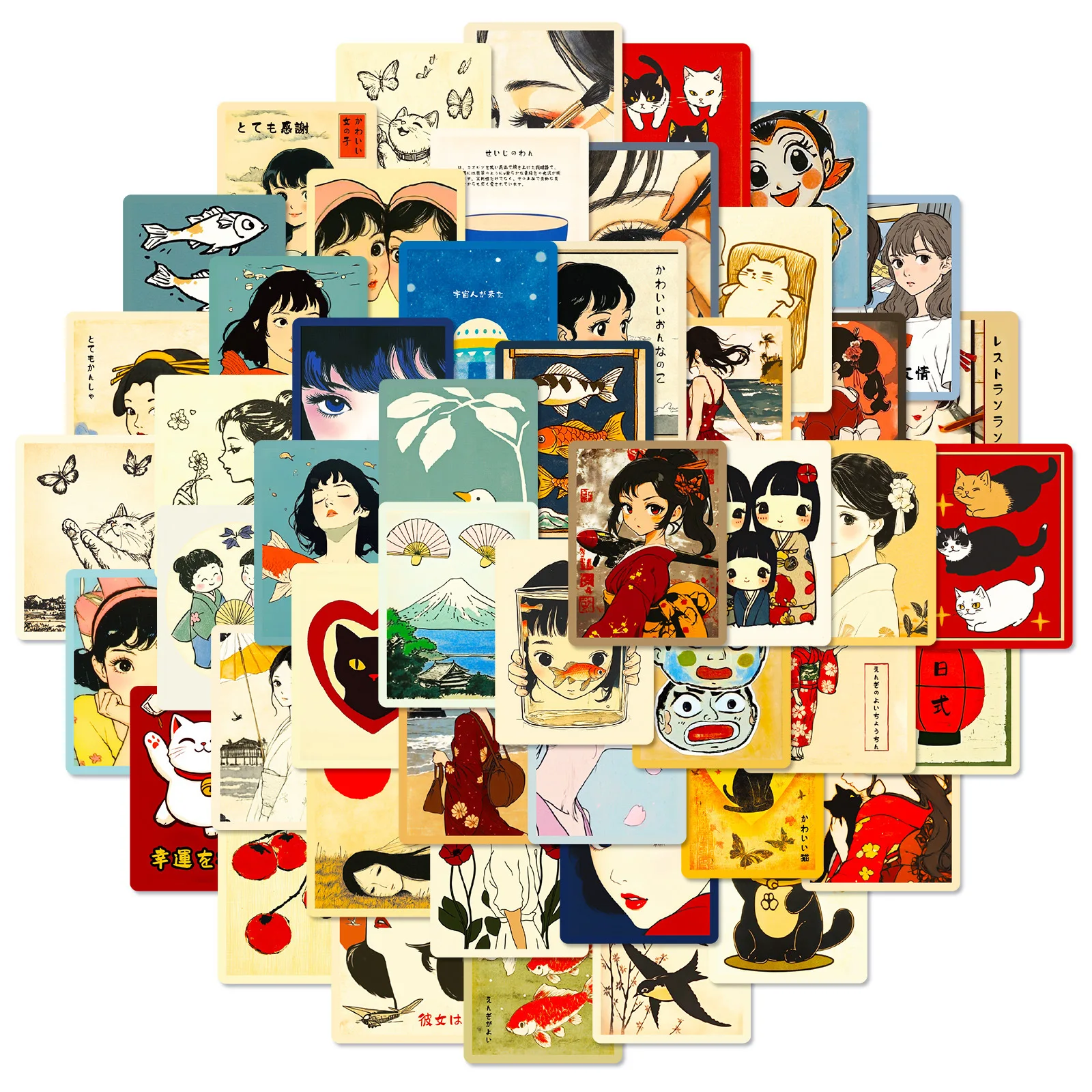 50PCS Japanese Cartoon Anime Girl Sticker Cute Diy Decals mMobile Phone Laptop Bicycle Helmet Luggage Waterproof Stickers
