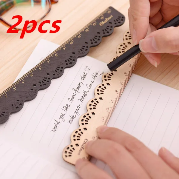 

15cm Vintage Hollow Out Lace Wood Ruler Measuring Straight Ruler Tool Promotional Gift Statione