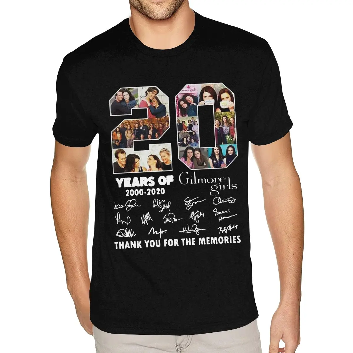 

Футболки с короткими рукавами и круглым вырезом из чистого хлопка «Спасибо за воспоминания» Gilmore для девочек, индивидуальные мужские футболки S