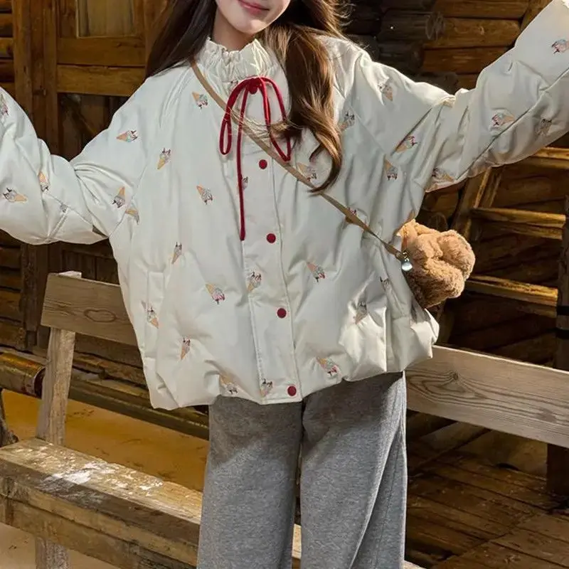 

Удобная женская куртка из мягкого хлопка с вышивкой, модная зимняя Новое поступление, подставка из искусственного материала, подходит для Thiened