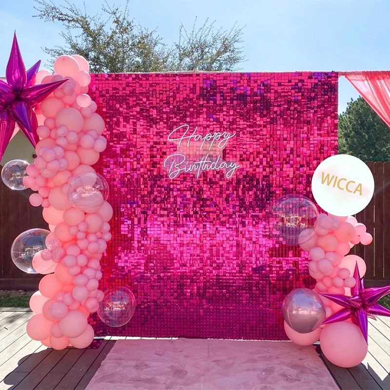 

Shimmer Wall Backdrop 12 Panels 30x30cm Sequins Shimmer Backdrop for Birthday Decorations Wedding &Bachelorette Party Supplies