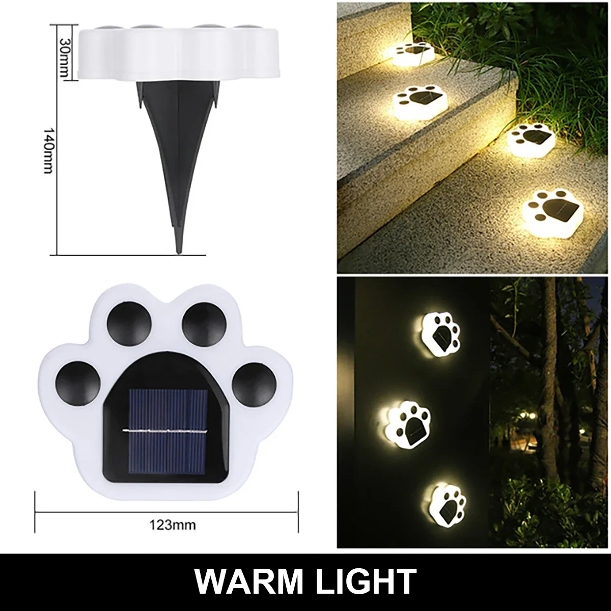 Impermeável cão bonito gato Animal Print Lights, Jardim Solar Lights, Lâmpada enterrada para o pátio, Decoração de quintal, Exterior