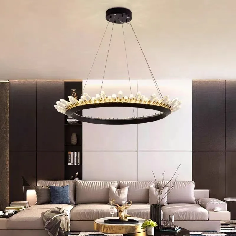 Nordic postmodern minimalist light luxury restaurant bar exhibition hall creative semi-circular glass pendant light