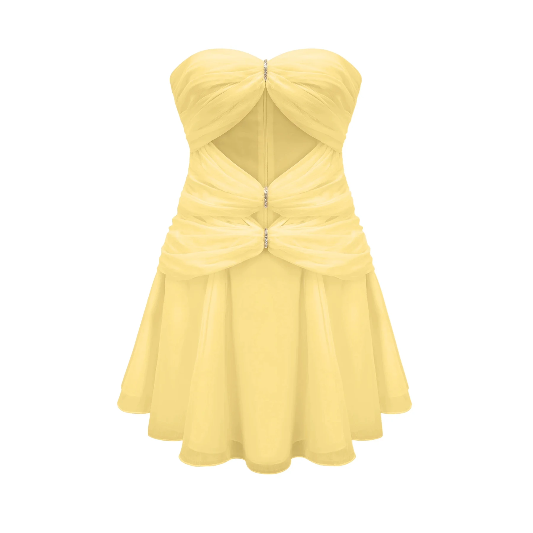 KWTX 2026 Dames Uitgesneden Doorzichtige Minirok Elegante Sexy Strand Feestjurk Kantoor Street Wear Zomer Lente Vakantie Essentials