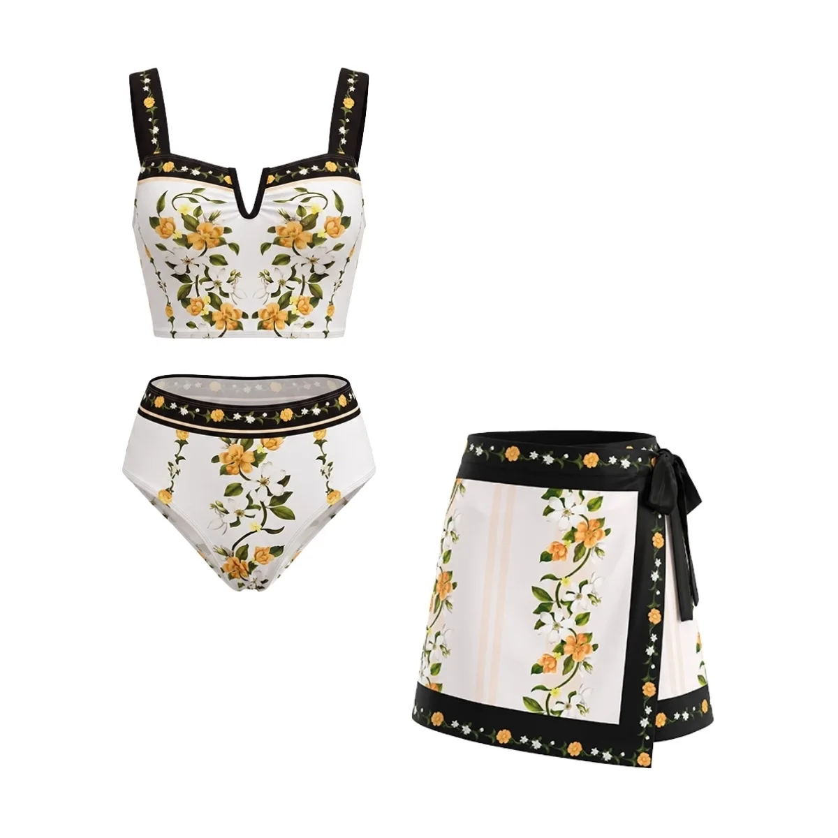 2026 New Women Small Fresh Floral Suspender Bikini Set Sweet Two Piece Split Swimsuit Summer Beach Bathing Suit Swimwear Holiday