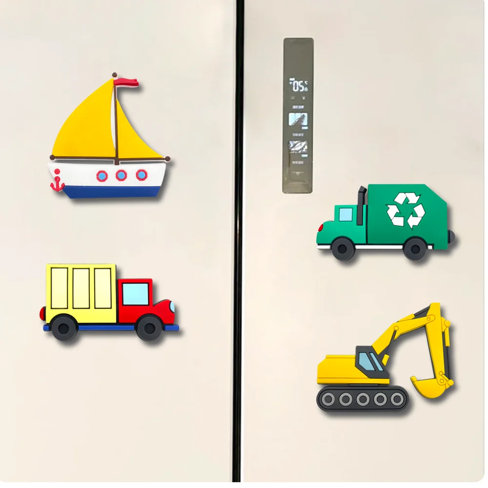 Magnetic car For Refrigerator Door Decor With engineering vehicle Magnets Fridge Metal Garage Stickers