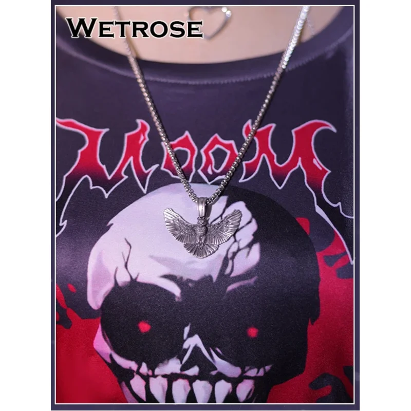 Wetrose】- disfraz de Nanashi Mumei emo owlfit, conjunto de Peluca de estilo punk rock para Halloween, 2024