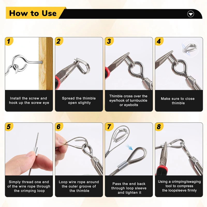 1Set 1/16Inch Turnbuckle Wire Tensioner Kit 115Ft Wire Rope Hook And Eye Turnbuckle Kit Stainless Steel