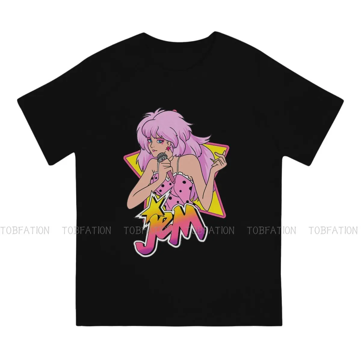 Jem and the Holograms Rockstar Tshirt Graphic T Shirt Punk Hot Sale 100% Cotton O-Neck Men\'s Streetwear