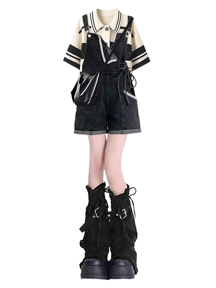 Rétro rayé Ne épissure couleur été Floral cravate sangle orts deux pièces ensemble coréen Sle collège Faion femmes C...