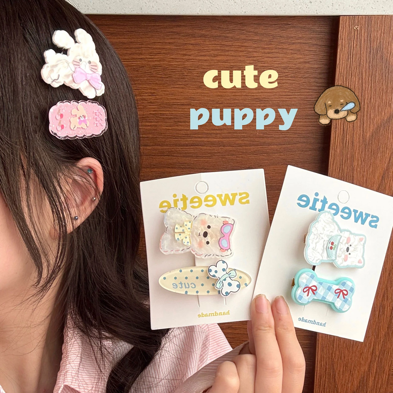 2PCS/Set Cute Cartoon Hair Clips Sweet Baby Girl Creative Duck Tongue Clips Bangs Clips Kids Hair Accessories Headwear
