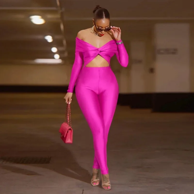 

CPSYMYM Women Hollow Out Sexy Party Clubwear Long Sleeve Jumpsuits Winter Autumn Slash Neck Crop One Piece Suit Rompers