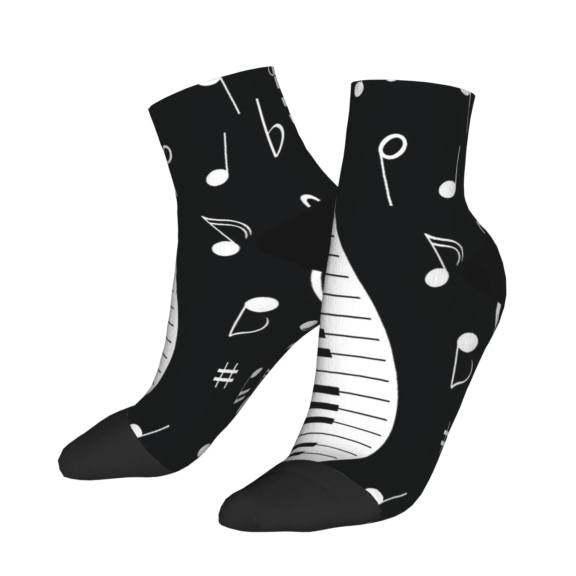 أبيض وأسود الموسيقى ملاحظات الكاحل الجوارب مخصص الترفيه الجوارب غير رسمية الخريف عدم الانزلاق تشغيل الراحة لينة جورب للزوجين