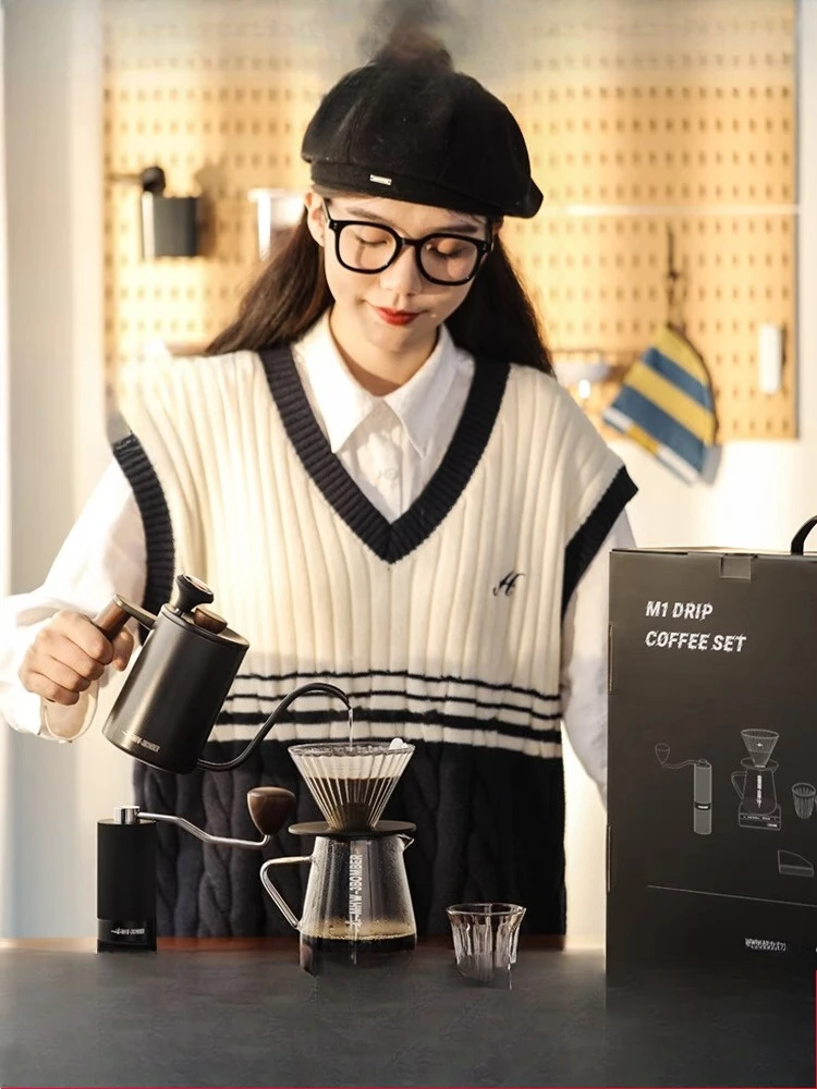 

Hand brewed coffee pot set, bean grinder sharing pot