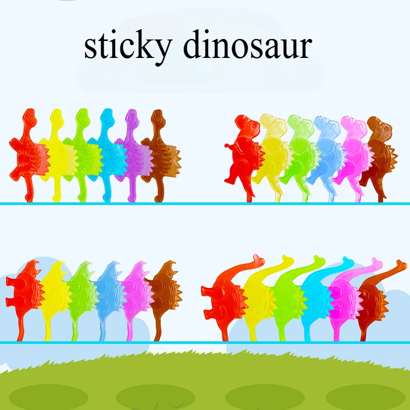 10 PCS New sticky dinosaur TPR dinosaur series wall-climbing animal sticky decompression trick decompression toy