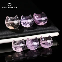 1 Pc Natural Amethyst Carved Faceless Cat Beads With Hole Cartoon Pendant For Jewelry Making Diy Necklac Bracelet Accessory