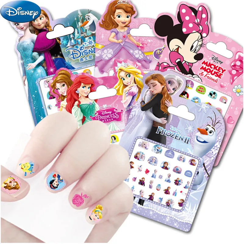 

Disney Frozen Princess Elsa Anna Makeup Nail Stickers Toy Snow White Sophia Mickey Minnie 3D Cartoon Stickers Kids Birthday Gift