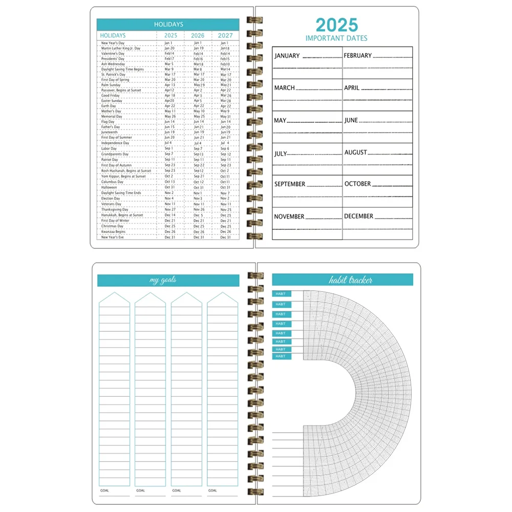 2025-2027 Planner Notebook A5 Agenda English Inner 80gsm Monthly/Weekly/Daily School Supplies Stationery