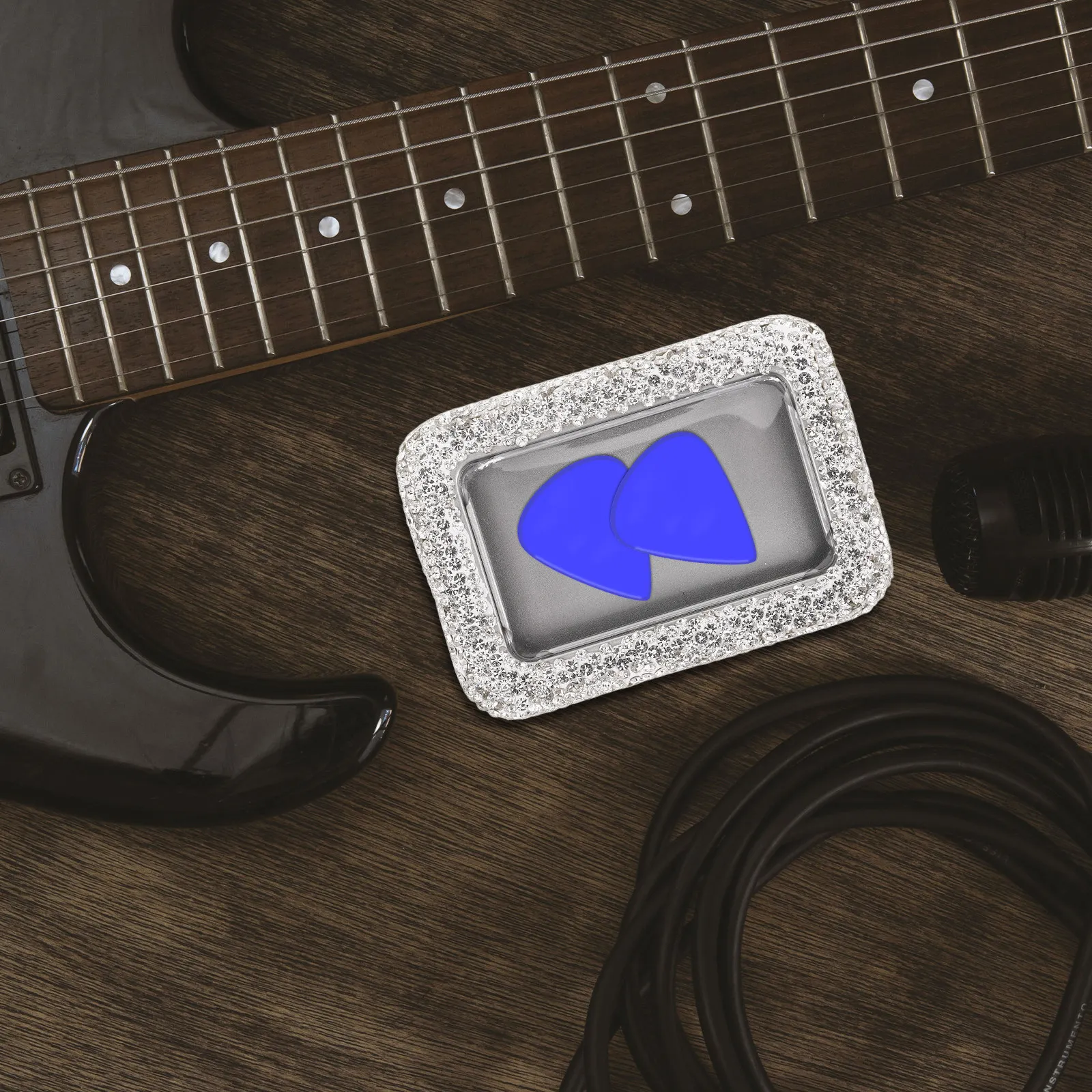 Pick Storage Box Metal Tin Guitar Picks Container with Transparent Window Quick Access Pick Organizer Case for Acoustic Electric