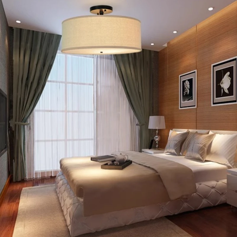 Japanese Wabi Sabi Ceiling Lamp Originality Linen Lampshade Bedroom Balcony Hallway Restaurant