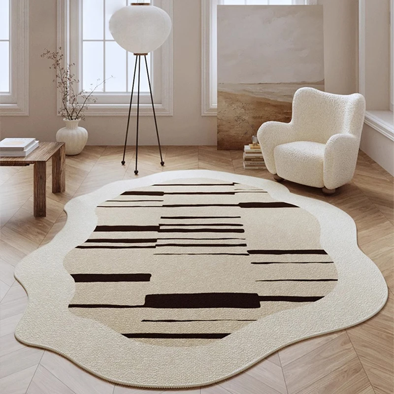 Large Irregular Carpet in The Living Room Bedroom Cloakroom Easy-to-care Area Rug Minimalist Beige Home Decoration Floor Mat 양탄자