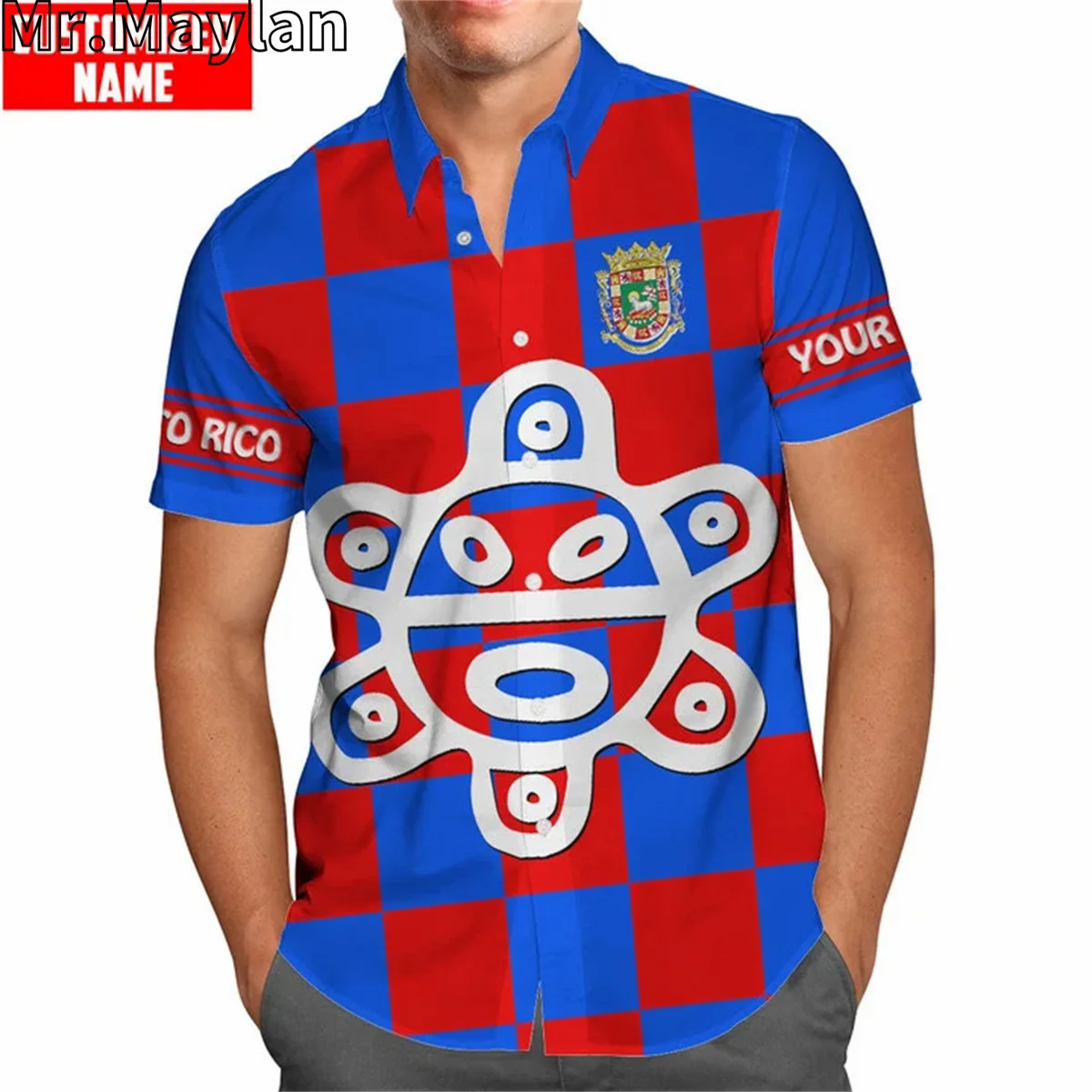 

PERSONALIZED PUERTO RICO 3D Print Hawaiian Summer Beach Men Shirts Short Sleeve Shirt Streetwear Oversized 5XL Chemise Homme-66