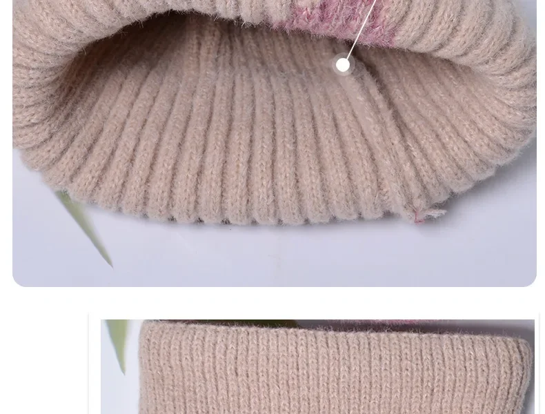 Winter Two-piece Two-color Hat Women\'s Thickened Warm Ear Protector Wool Hat Fleece Scarf Knitted Hat