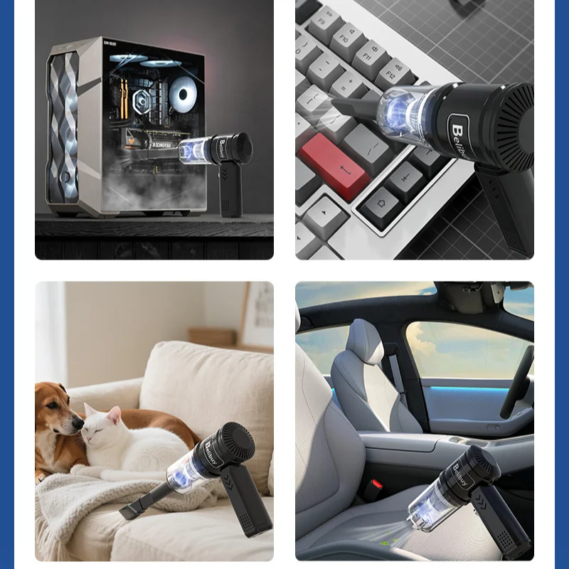 مكنسة كهربائية جديدة للسيارة لاسلكية محمولة متعددة الوظائف مع قوة شفط عالية للاستخدام المنزلي الصغير المحمول