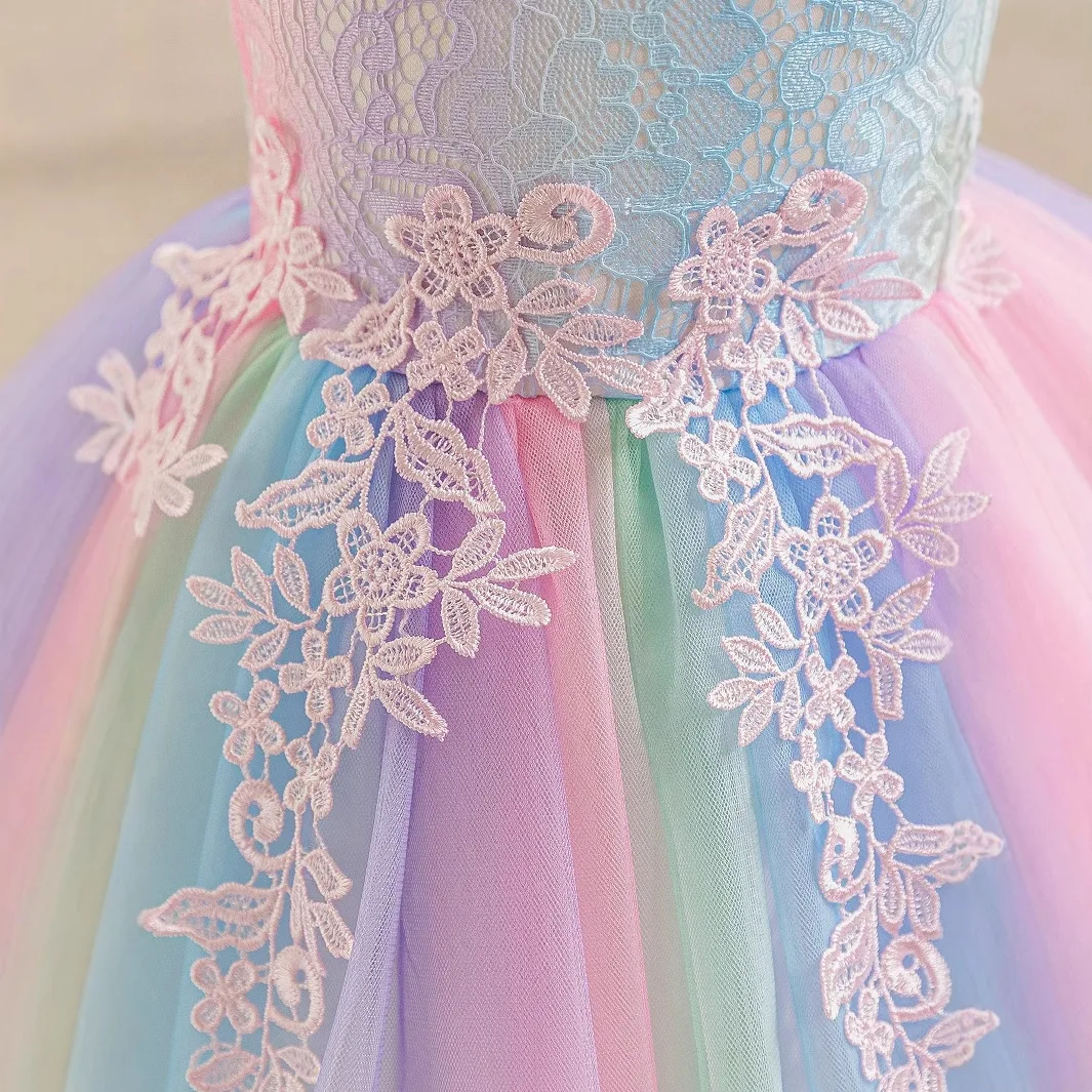 Girls' Holiday Dress Colorful Girl Princess Clothes Cute Child Dresses 4-12 Years