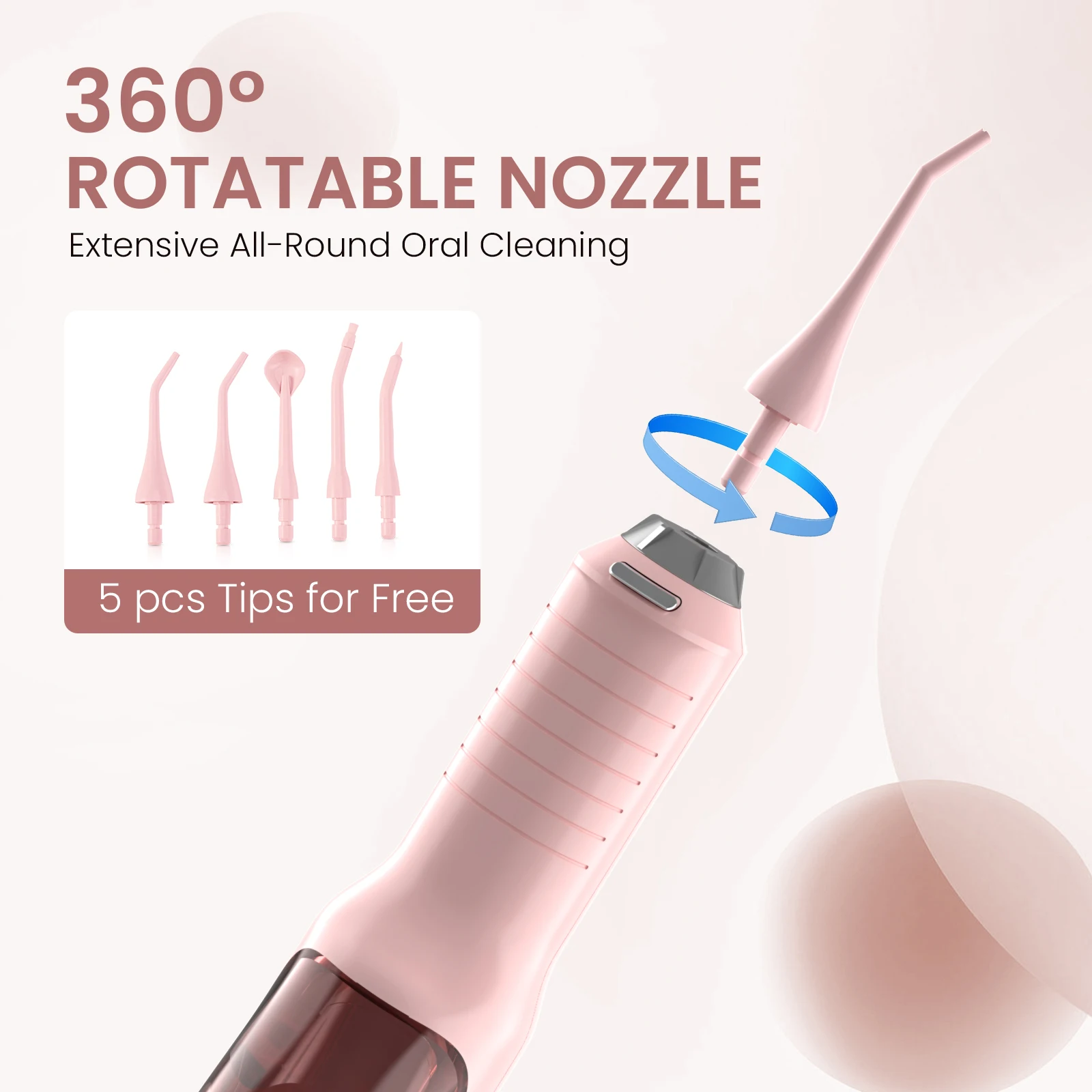 Portable Electric Oral Irrigator USB Rechargeable Dental Water Flosser 1800mA Water Jet Floss Tooth Pick 5 Jet Tip 270ml 5 Modes