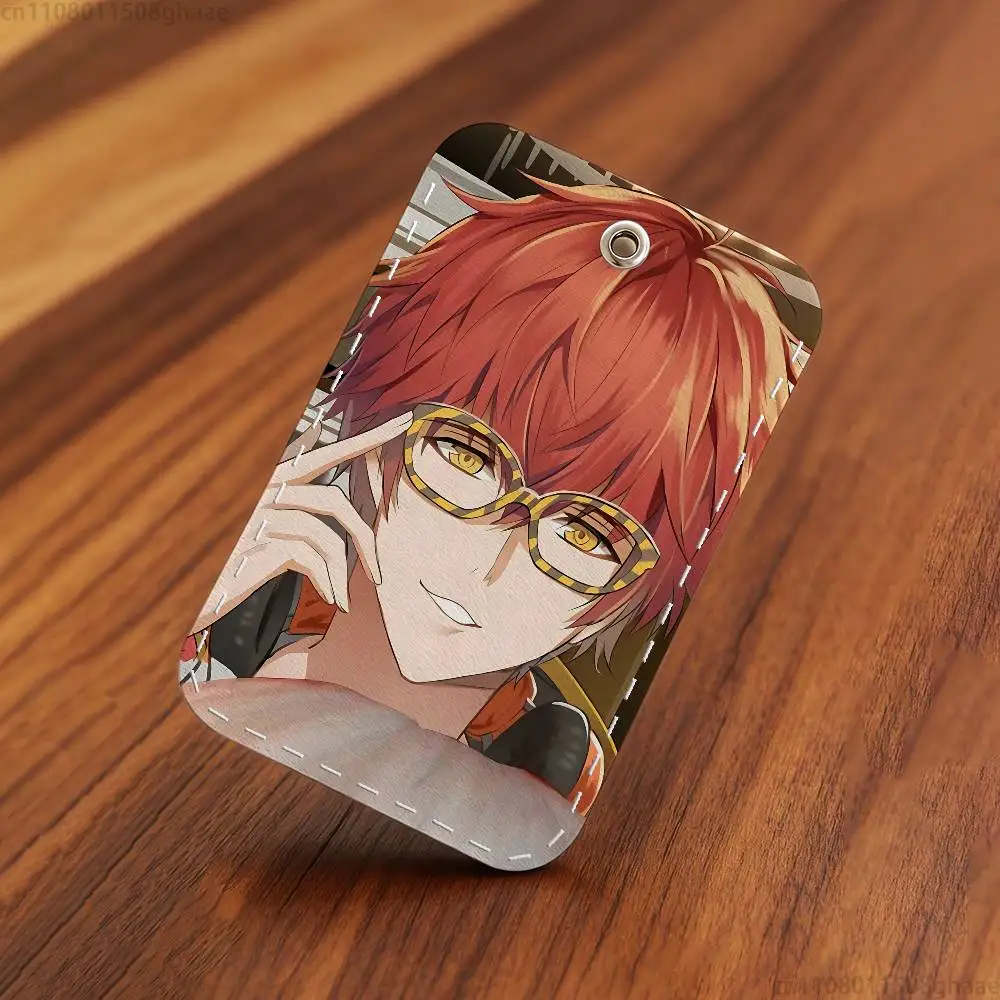 Game Mystic Messenger Rectangle Card Case Keychain Access Card Bag Key Tag Ring Leather Card Holder Key Ring Access