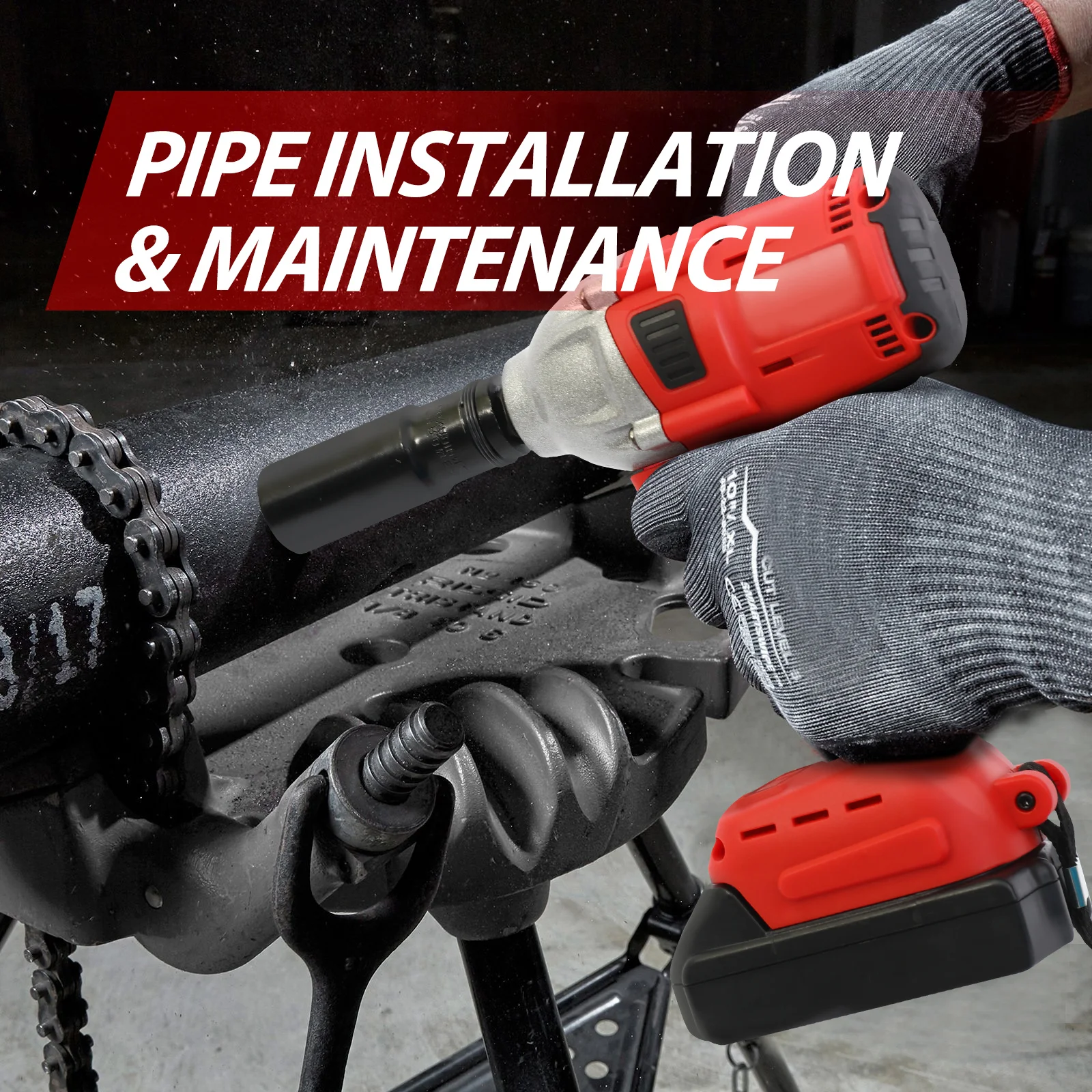 1000N.m مفتاح ربط لاسلكي بدون فرش 20 فولت 1/2 بوصة أداة كهربائية مجموعات عزم دوران عالي 2x1500MAh بطاريات لإطارات شاحنات السيارات المنزلية #2