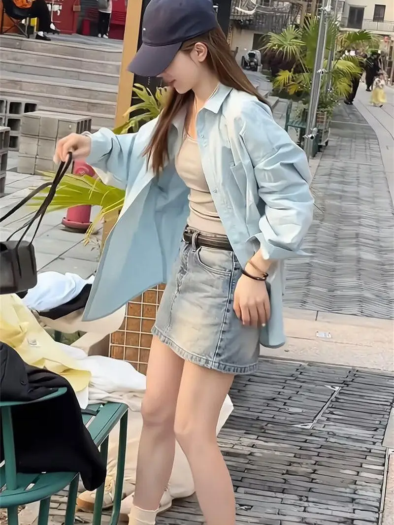 

Casual Loose Women's Long Sleeve Sun Protection Shirt Outerwear Thin Spring Summer New Style Leisure Lazy Wind Top