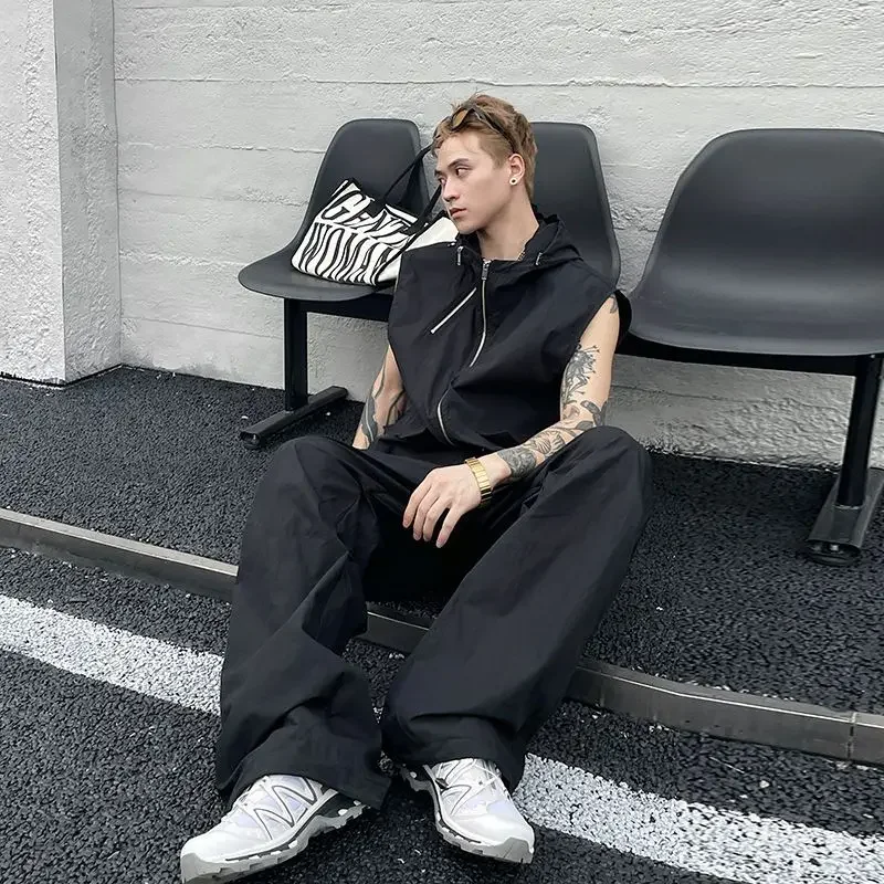

Sports Suits Men's Pants Set Hooded Workwear Trends Costumes Two Piece Korean Style 2025 Fashion Man Male T Shirt Trousers Sets