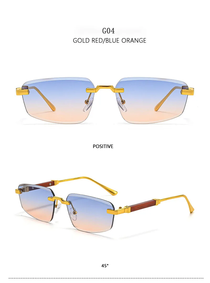 2026 Holz Randlose Sonnenbrille Frauen Trendy Sonnencreme Vintage Sonnenbrille Männer Urlaub Mode Gläser Lentes De Sol Mujer Okulary – Detail 15