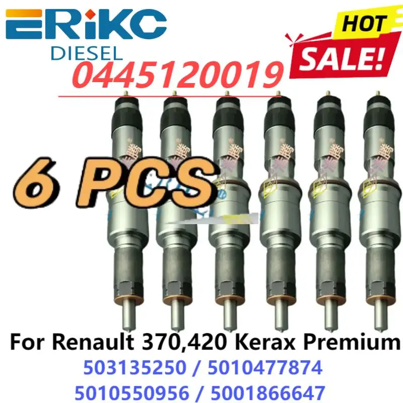 6PC 0445120019 New Diesel Inejctor 5010550956 Fuel Pump Injection Nozzle 503135250 For Renault 370,420 Kerax Premium 5001866647