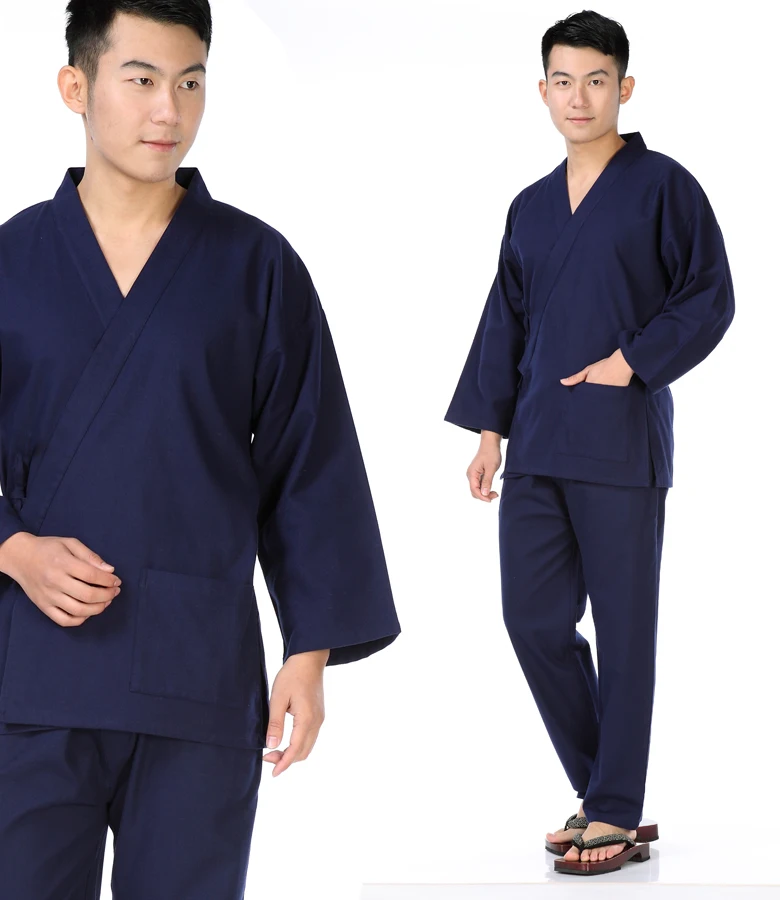 Japan-style cotton double-layer gauze thick and soft men's kimono set air-conditioned room home service