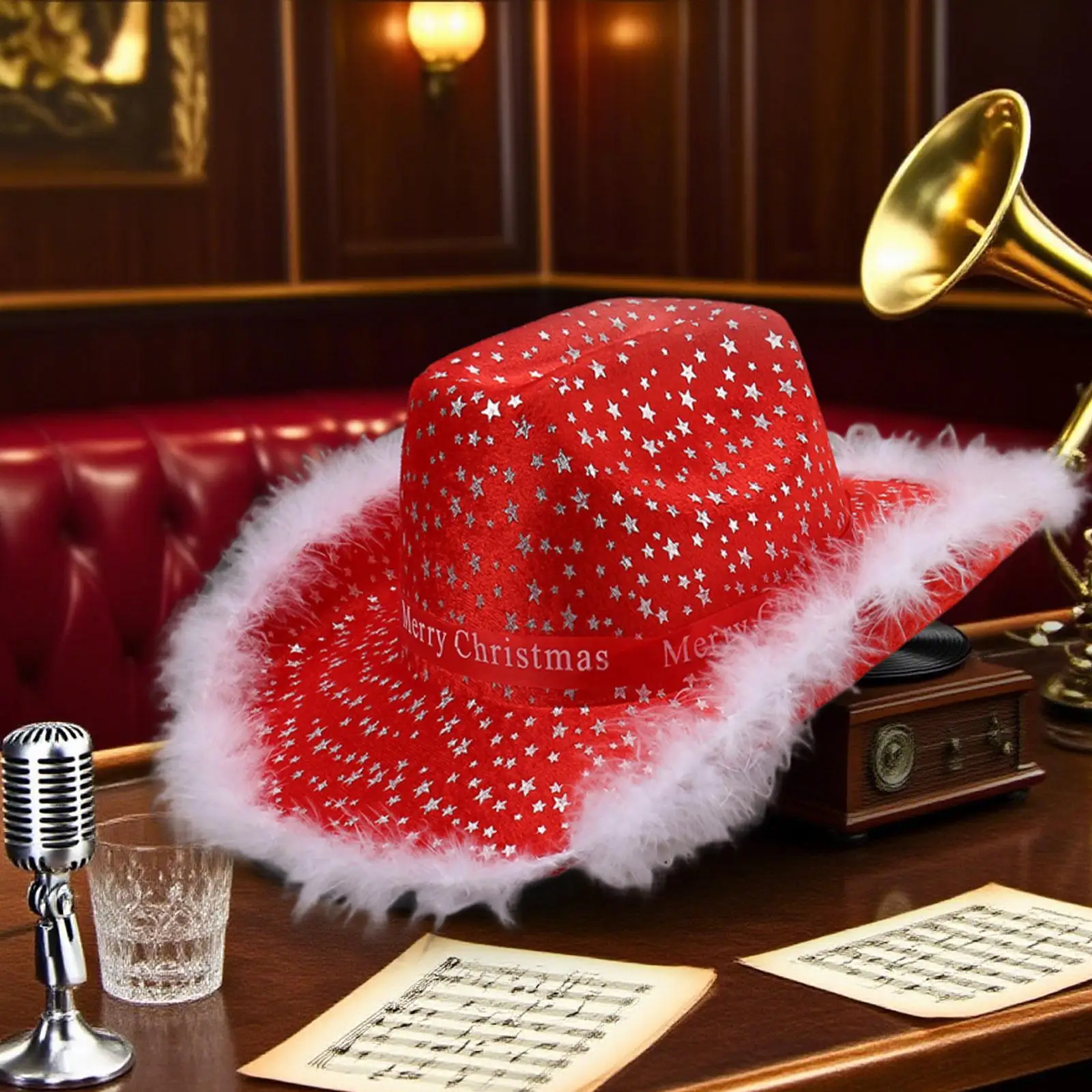 Christmas Cowboy Hat Women Western Cowgirl Hat for Events Performance Party