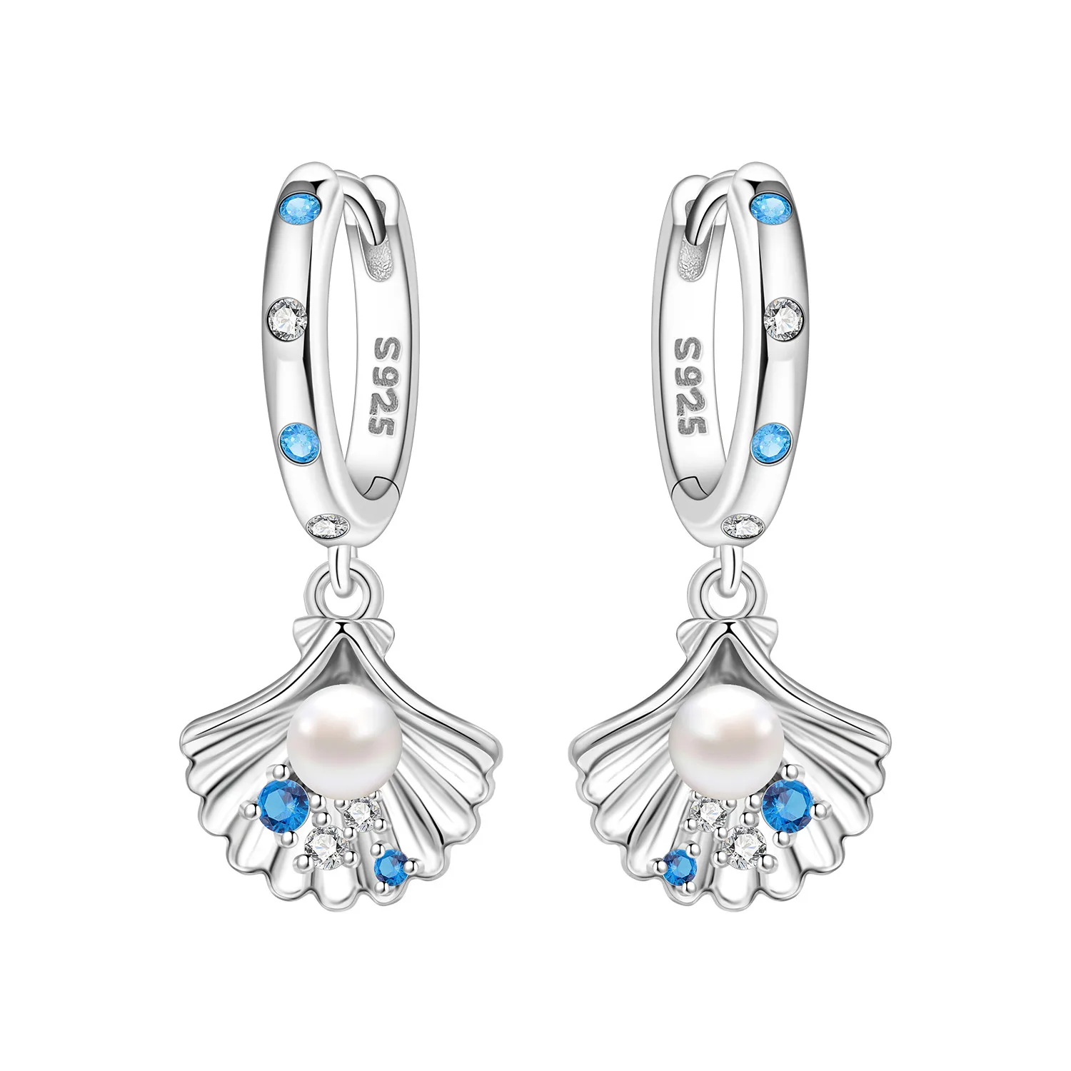 CYCUFF 925 Sterling Silber Muschel-Ozeanwelt-Tropfenohrringe für Damen, Charm-Ohrringe, trendiger Partyschmuck, Geschenke zum Hochzeitstag