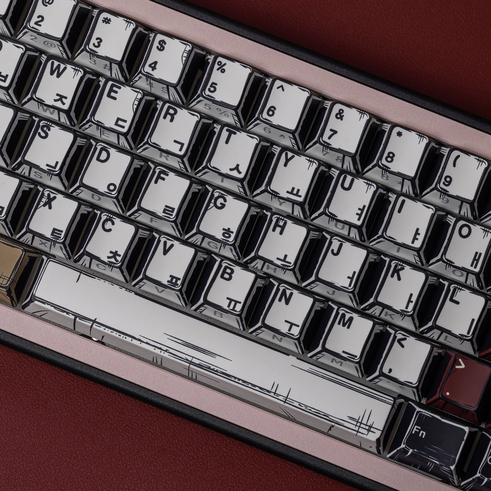 Comic Keycaps Korean Spanish French Japanese Russian ISO Keycap For Mechanical Keyboard Cherry Profile PBT Double Shot Key Caps