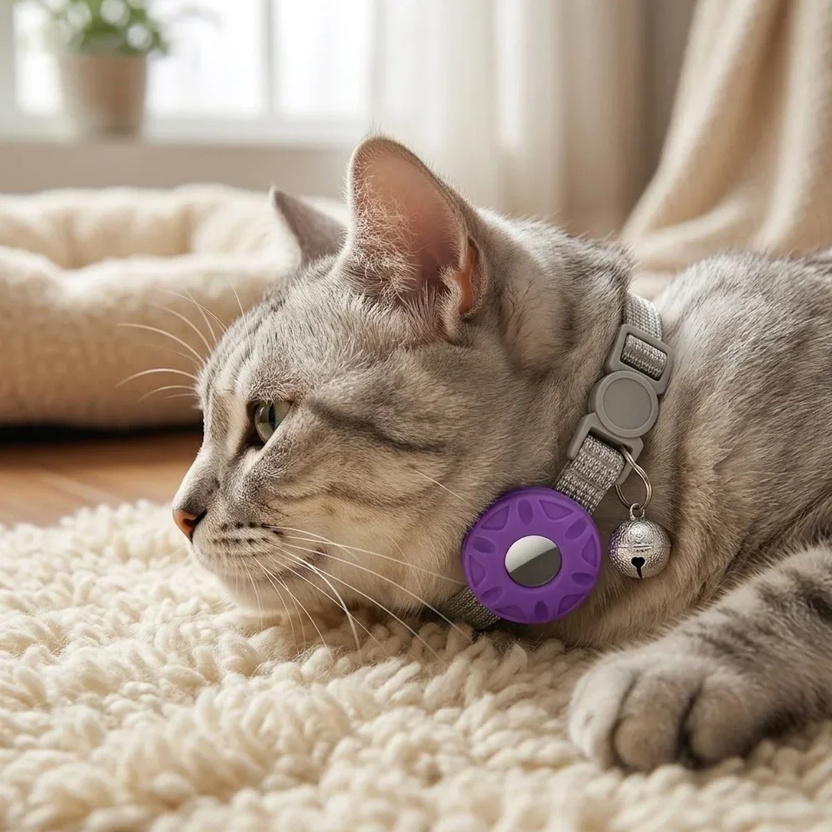 for Apple AirTag Cat Dog Collar,Pet Collar with Airtag Holder and Bell Reflective GPS Kitten Collar for Kitten Puppy