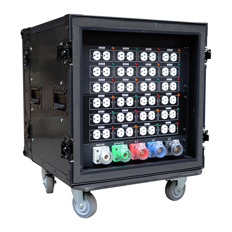 24-Channel 20A American Edison Plug Power Supply Release 110V 400A Rhino Plug Input Distribution Box Circuit Breaker Output