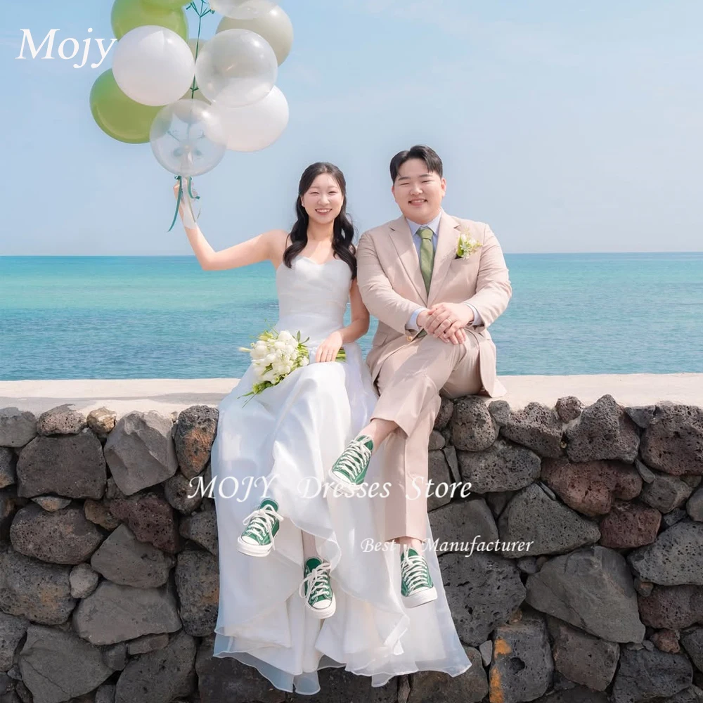 Mojy elegante correa de espagueti A-line Lvory vestidos de novia tul Corea sesión de fotos vestidos de novia hasta el suelo personalizado Dende 2025inize