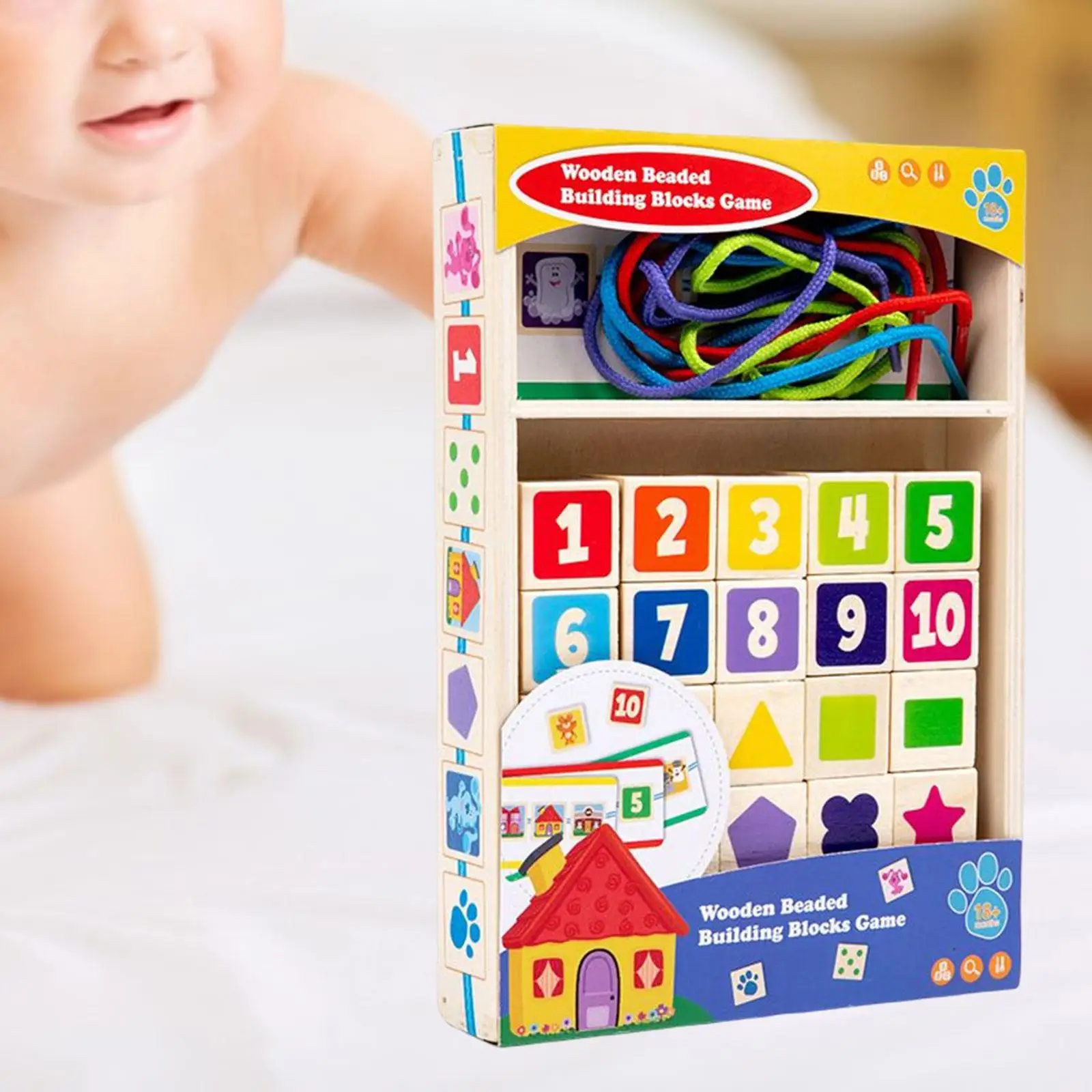 

Wooden String Threading Beads Rainbow Lacing Toy for Toddlers Boys