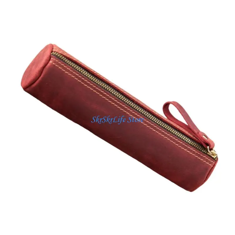 E65E Genuine Leatel Case Lápis Zíper.