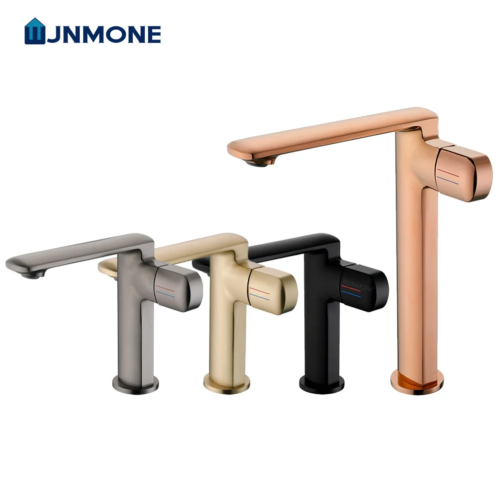 

High End Bathroom Faucet Modern Solid Brass Washbasin Faucet for Villa Hotel Home Deck Mounted Tap Cold Hot Mixer Water Faucets