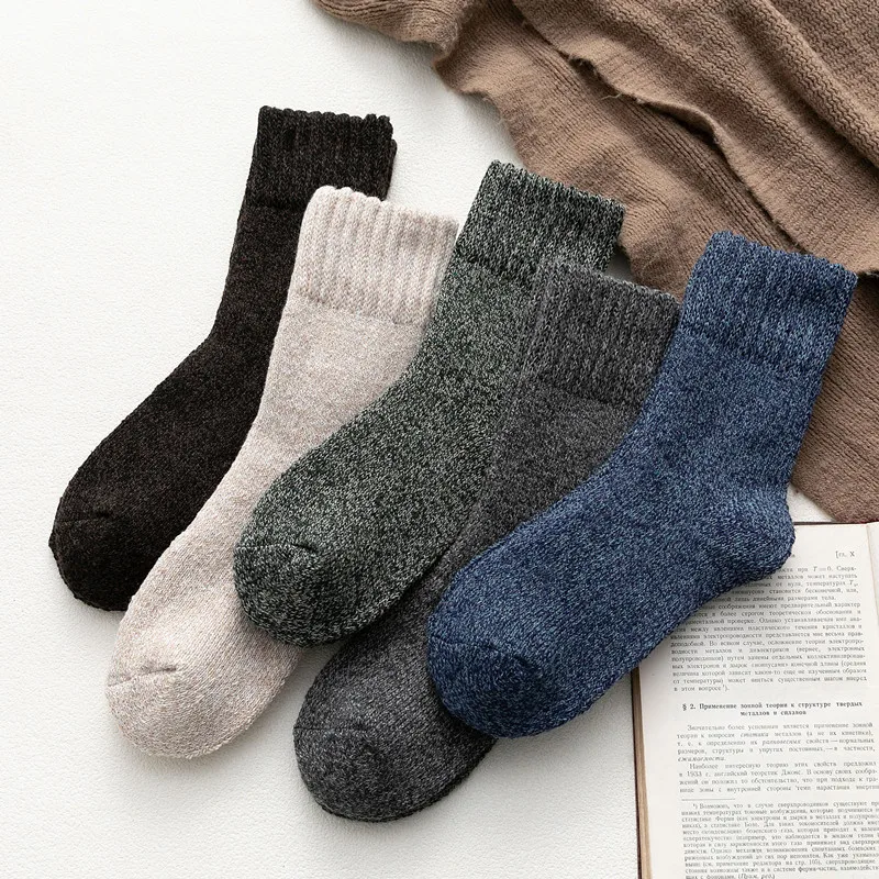 HSS Super Thicker Socks Men Merino Wool Rabbit Socks Against Cold Snow Arctic Winter Warm Sock Black Funny For Male 5Pairs/Lot